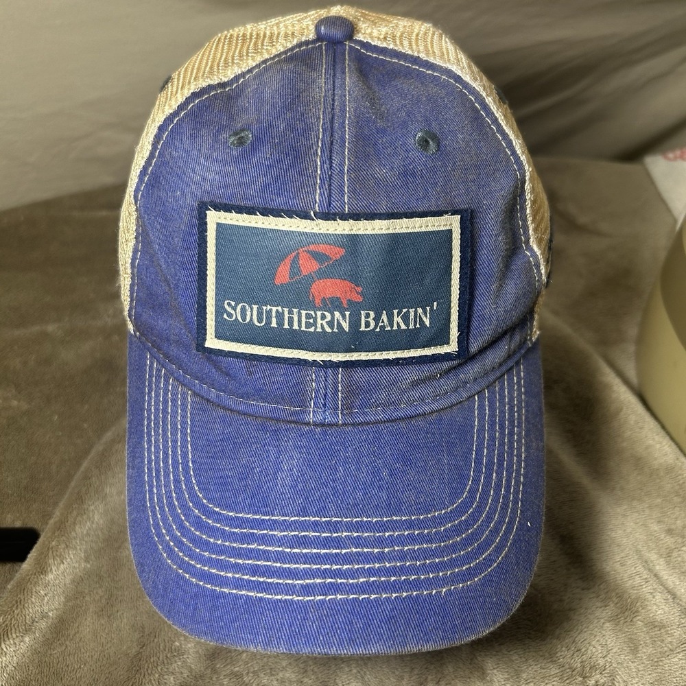Legacy Southern Bakin Pig Umbrella Mesh Trucker Hat Islanders Blue Snapback